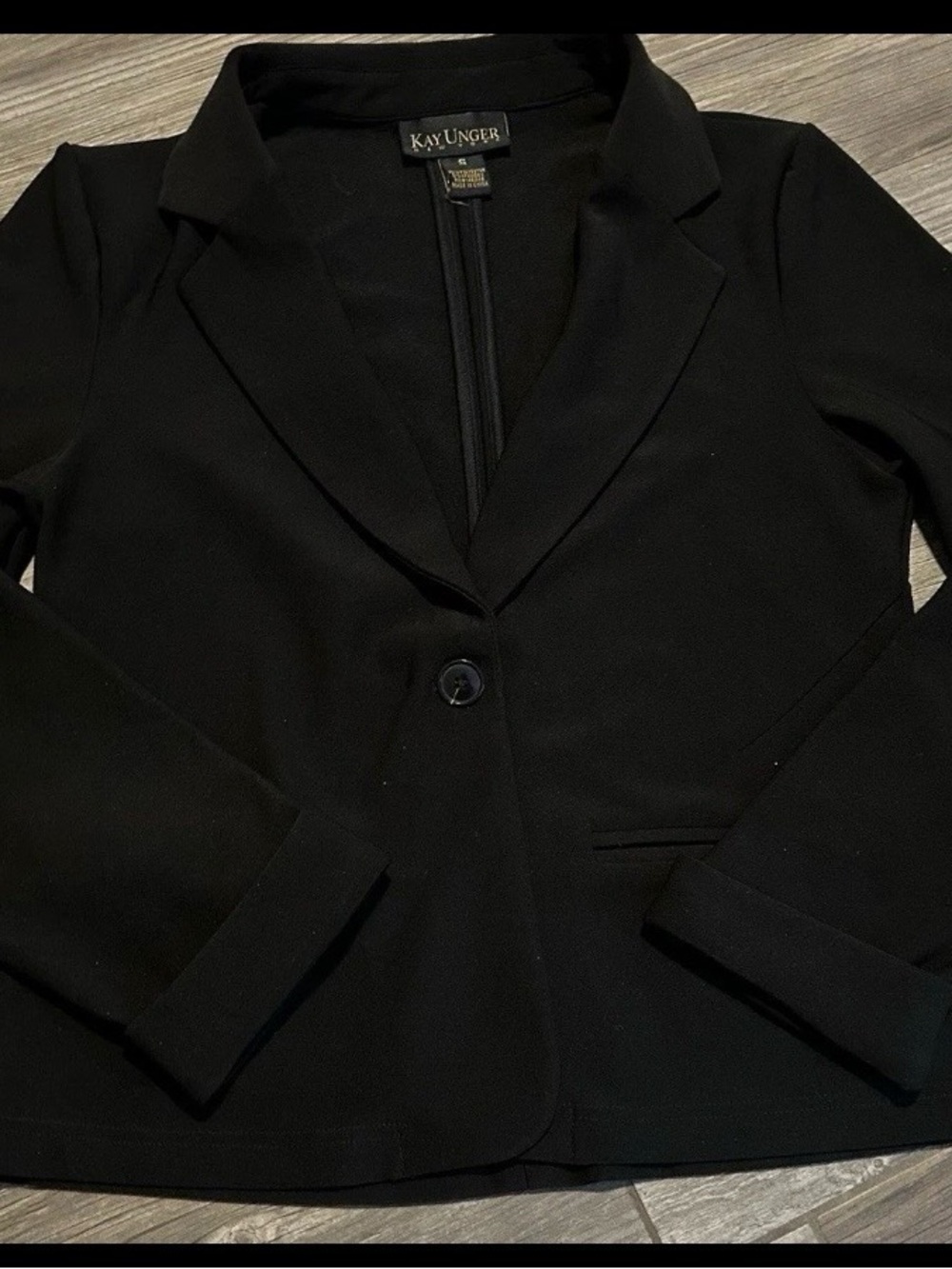 Kay Unger Black Single-Button Notch Lapel Blazer - Picture 2 of 5